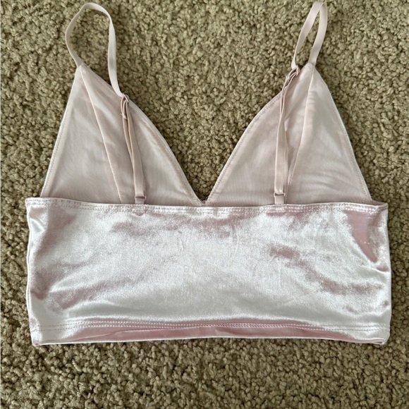 Garage Pink Velvet Triangle Bralette - Picture 3 of 5
